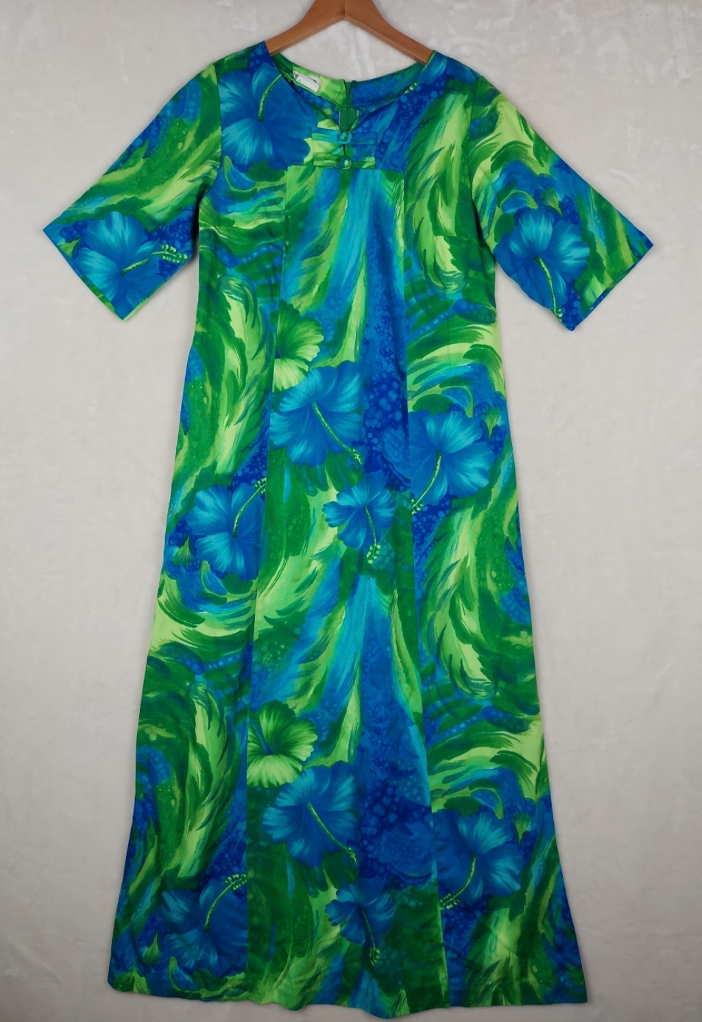Vtg 60/70s Made In Hawaii Maxi Dress M/L Festival Boho Hippie Psychedelic